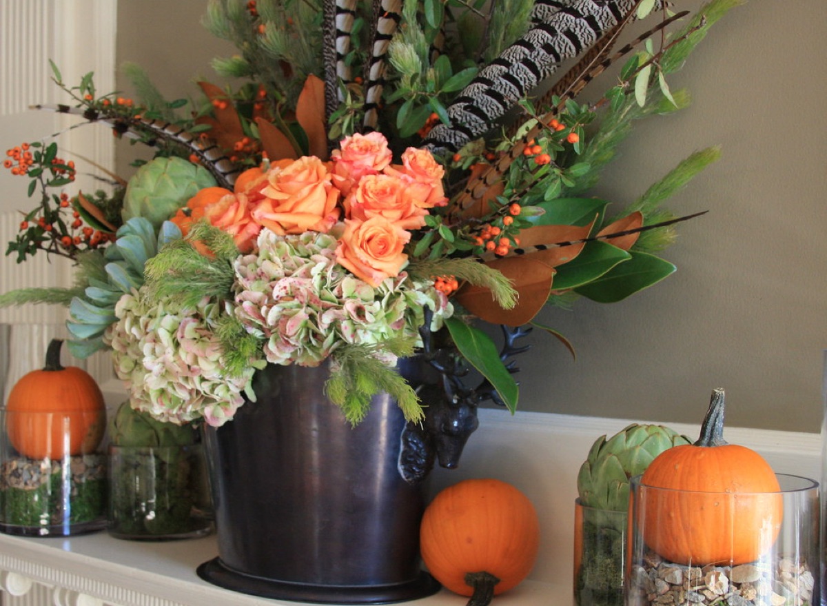 flower arrangement table with diverse blooms