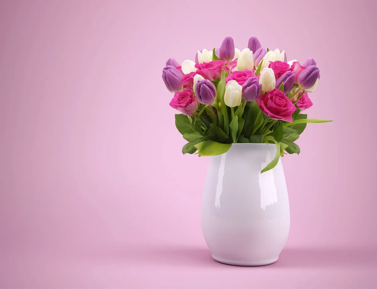 bouquet, vase, flower background, flowers, flower wallpaper, flowerpot, tulips, colorful, nature, pink, beautiful flowers, thank you, pink flower, pink color